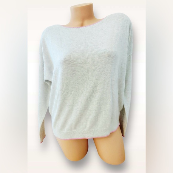 Victoria's Secret Pajama Crew Sweater Top & Satin Pants Stripes Pink - Picture 4 of 9